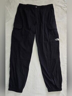 The North Face Black Nylon Elastic Waistband W/Drawstring Cargo Jogger Pants XL